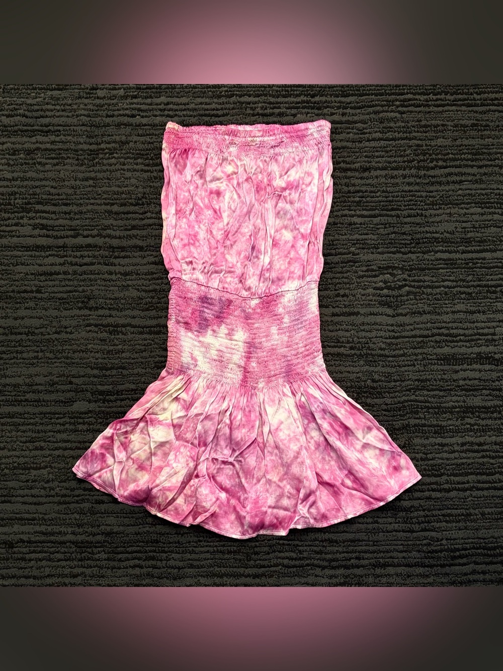 Rays For Days Mila Tie Dye Smocked Strapless Satin Dress